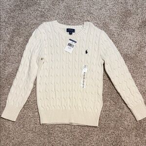 Polo by Ralph Lauren Crewneck Cable Knit Sweater in Off-White